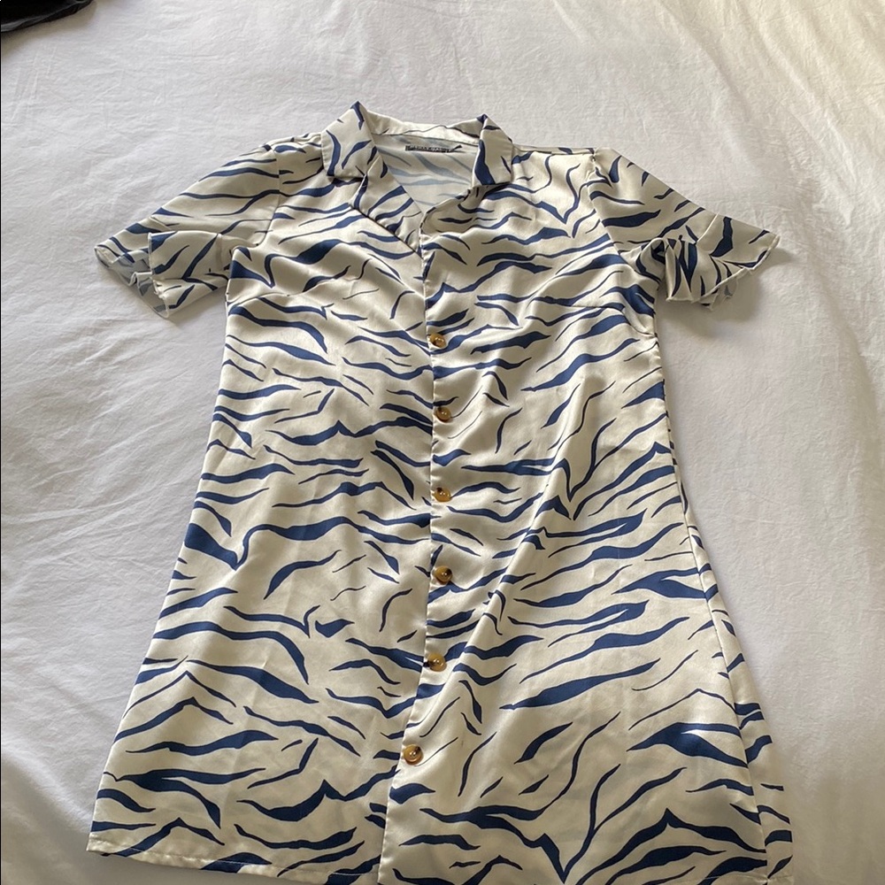 Zebra Print Button-Down Dress